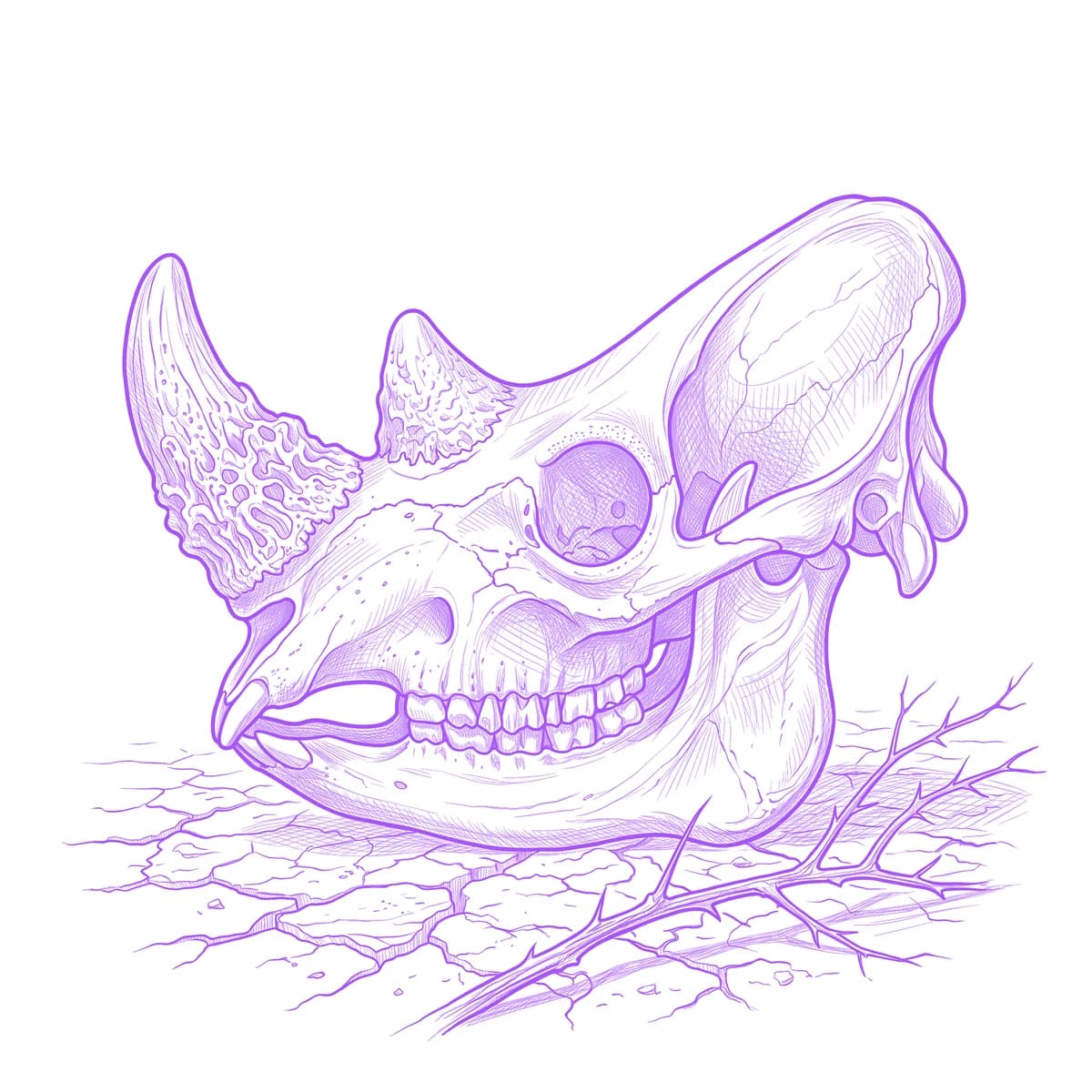 Rhino Skull Tattoo Stencil