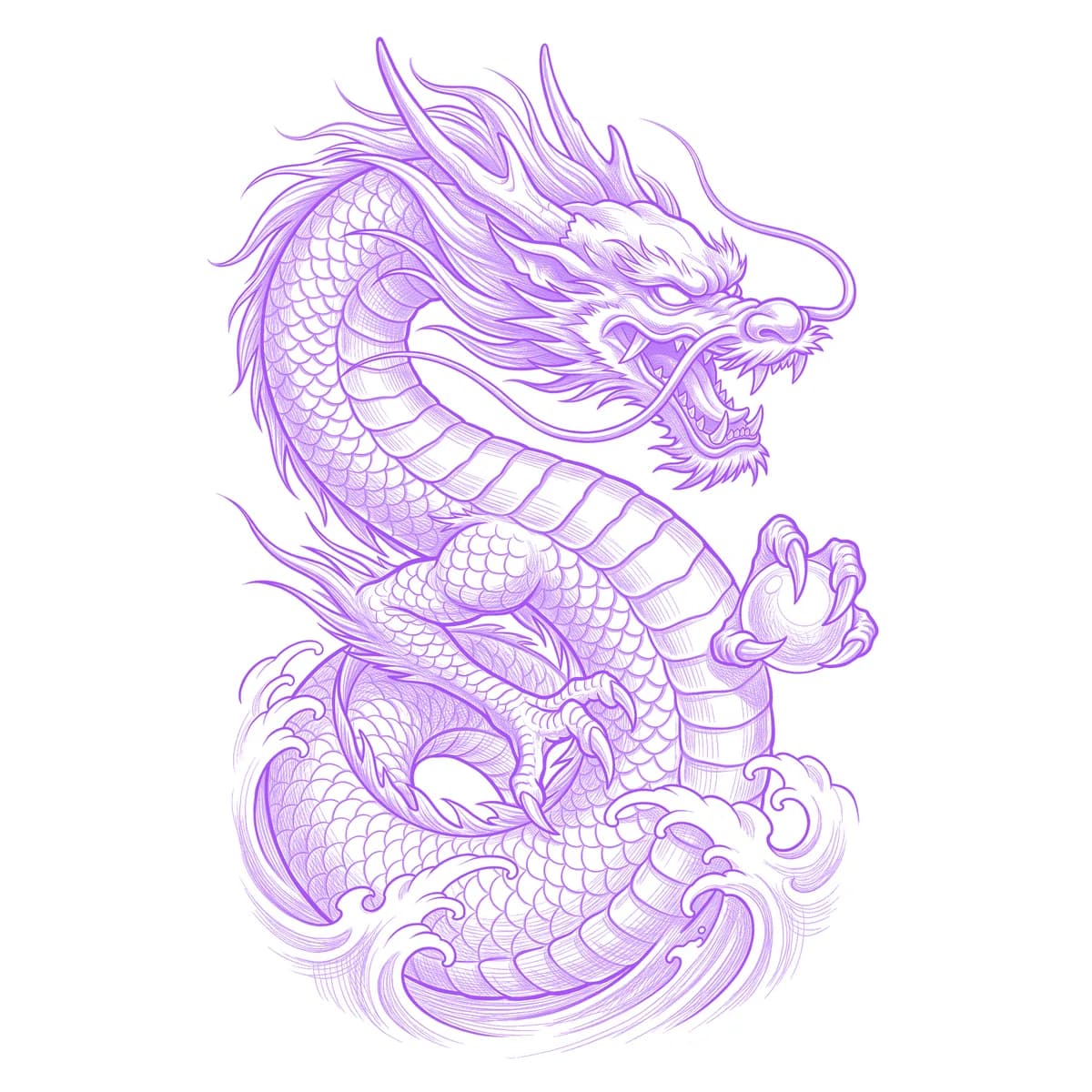 Ryujin Tattoo Stencil