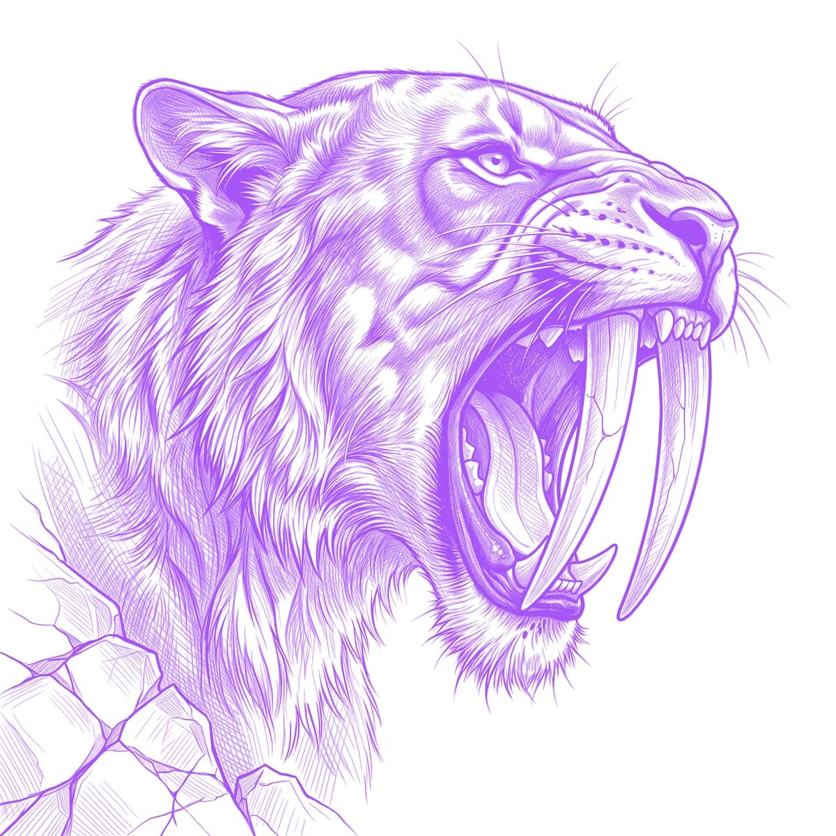 Saber Tooth Tiger Tattoo Stencil