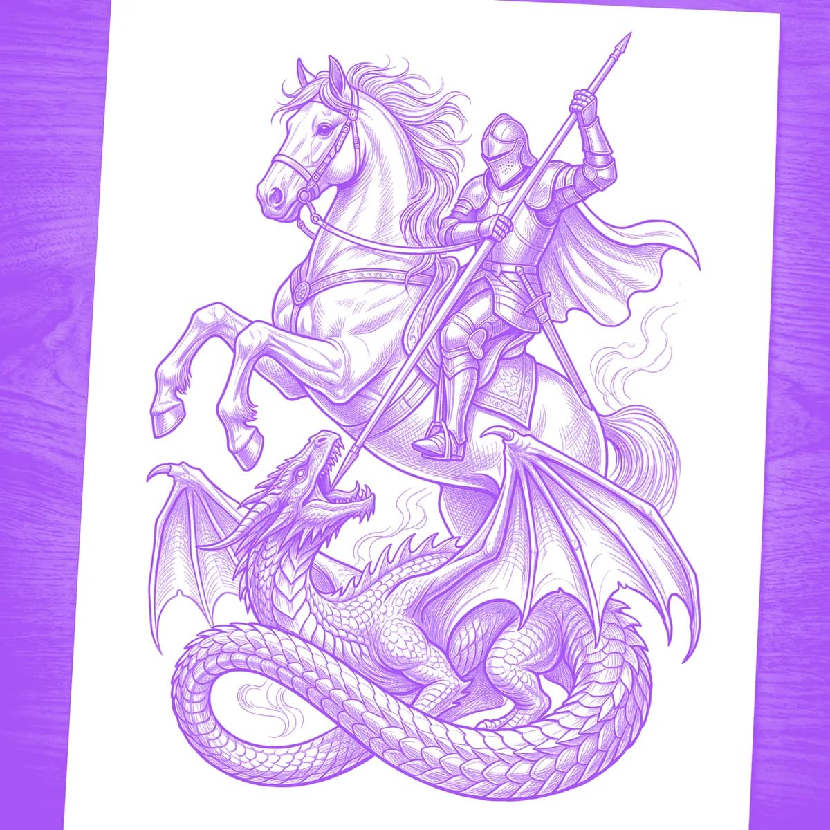 Saint George Tattoo Stencil