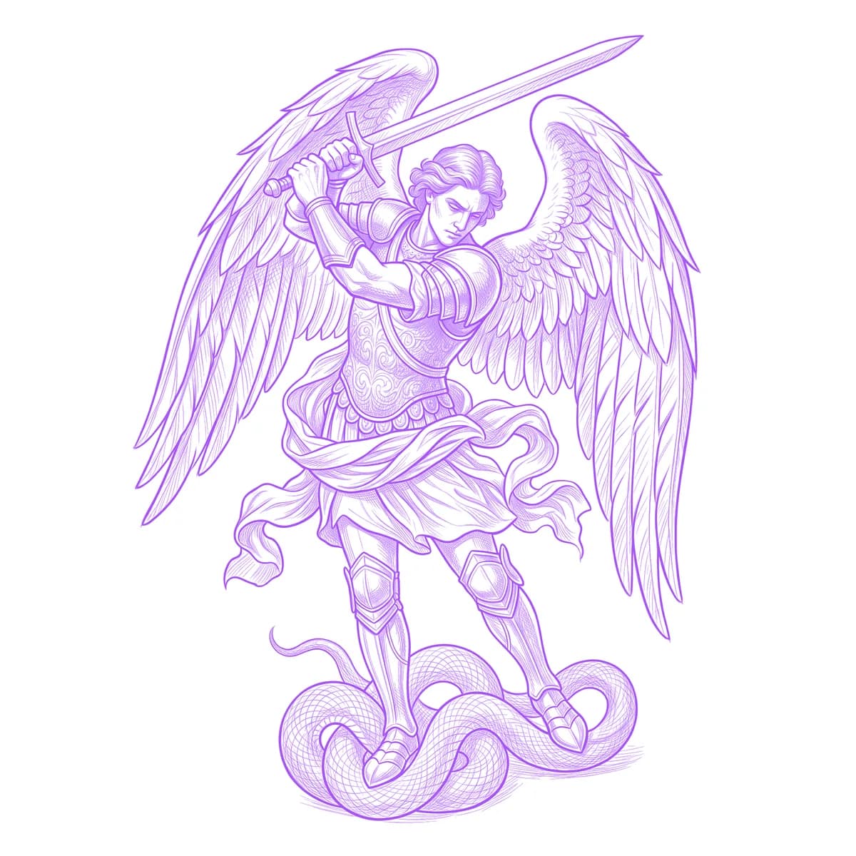 Saint Michael Tattoo Stencil