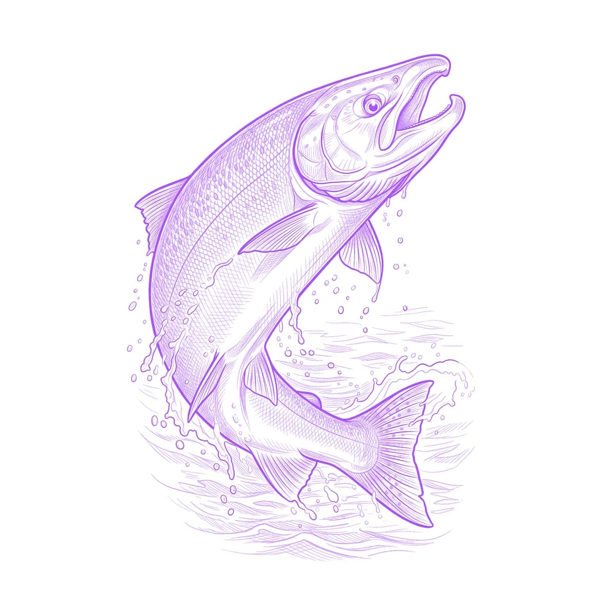 Salmon Tattoo Stencil