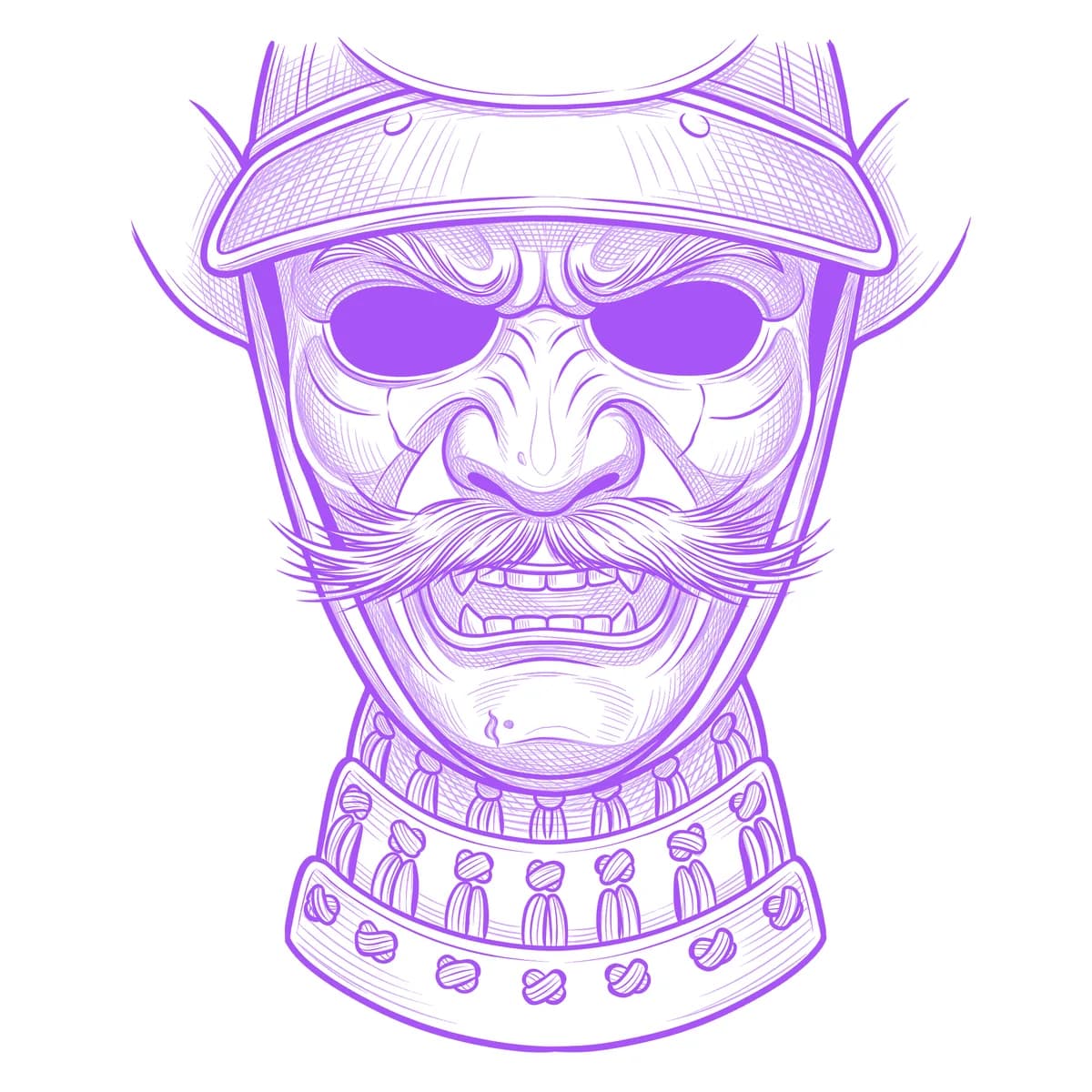 Samurai Mask Tattoo Stencil