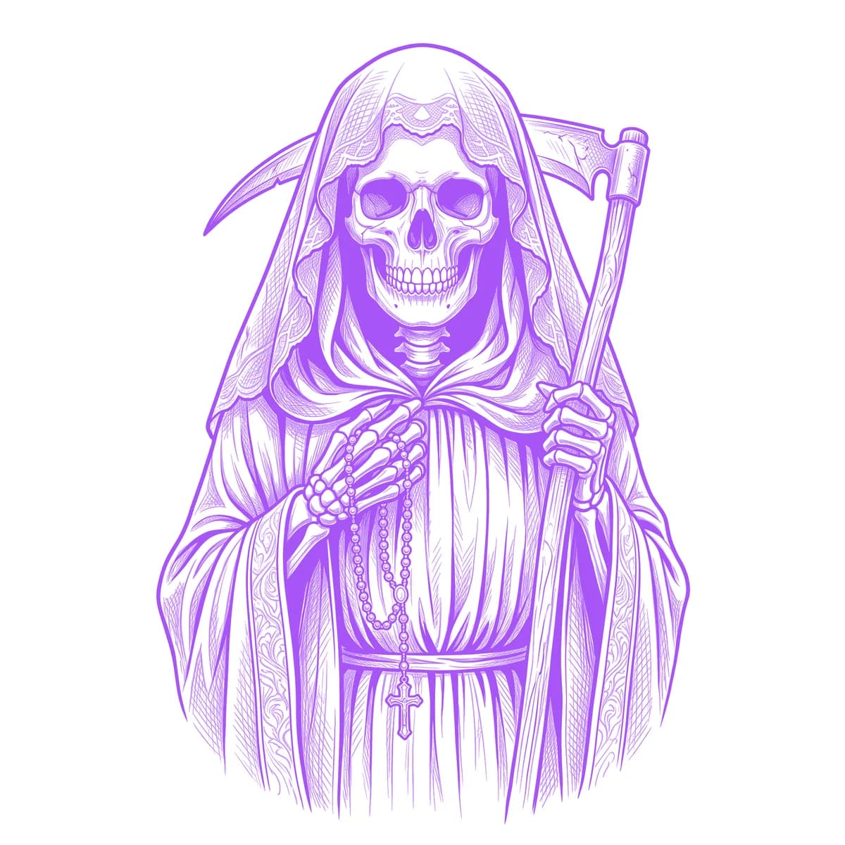 Santa Muerte Tattoo Stencil
