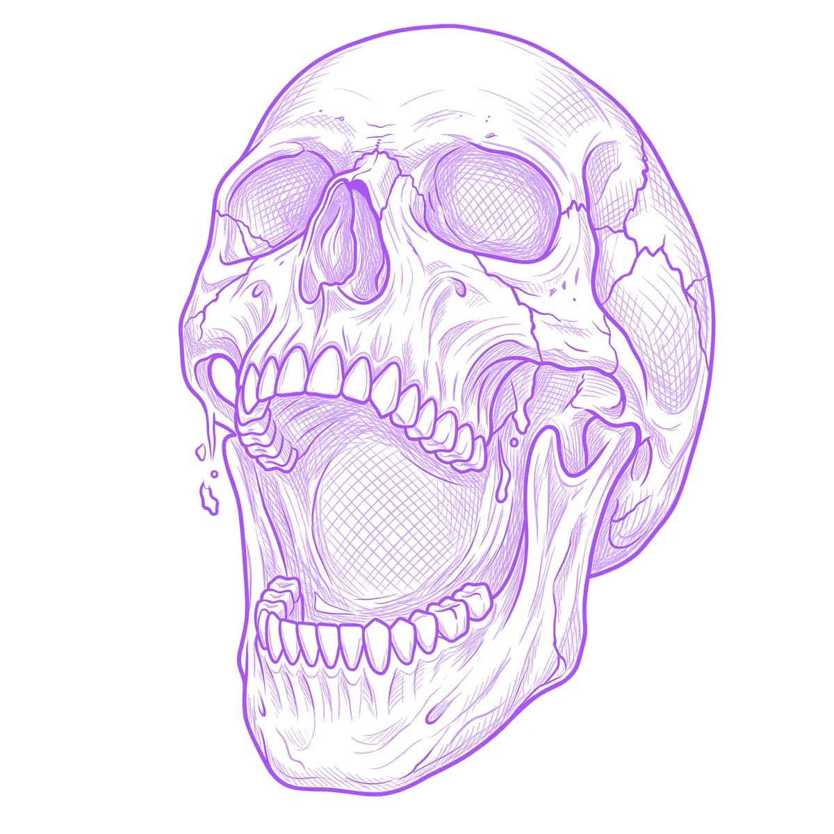 Screaming Skull Tattoo Stencil