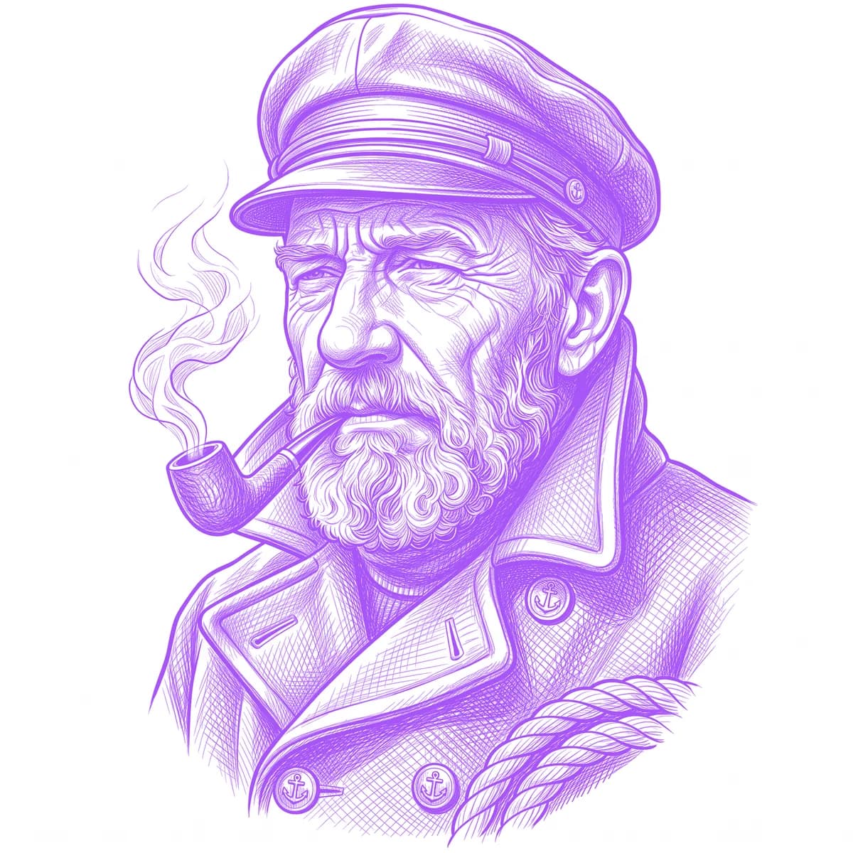 Sea Captain Tattoo Stencil
