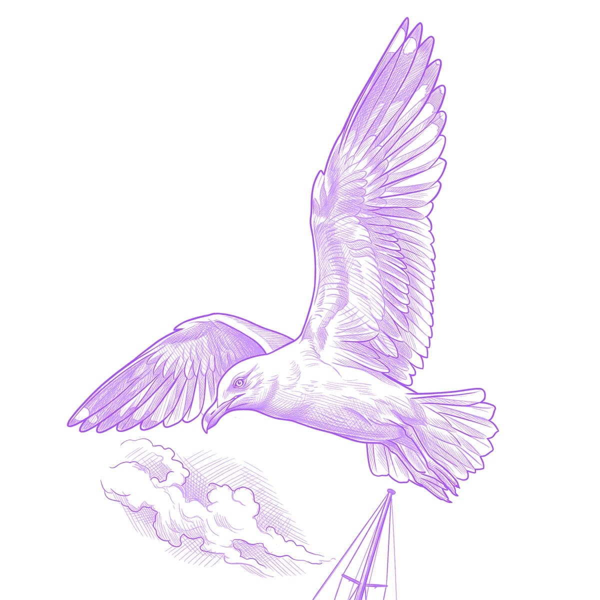 Seagull Tattoo Stencil