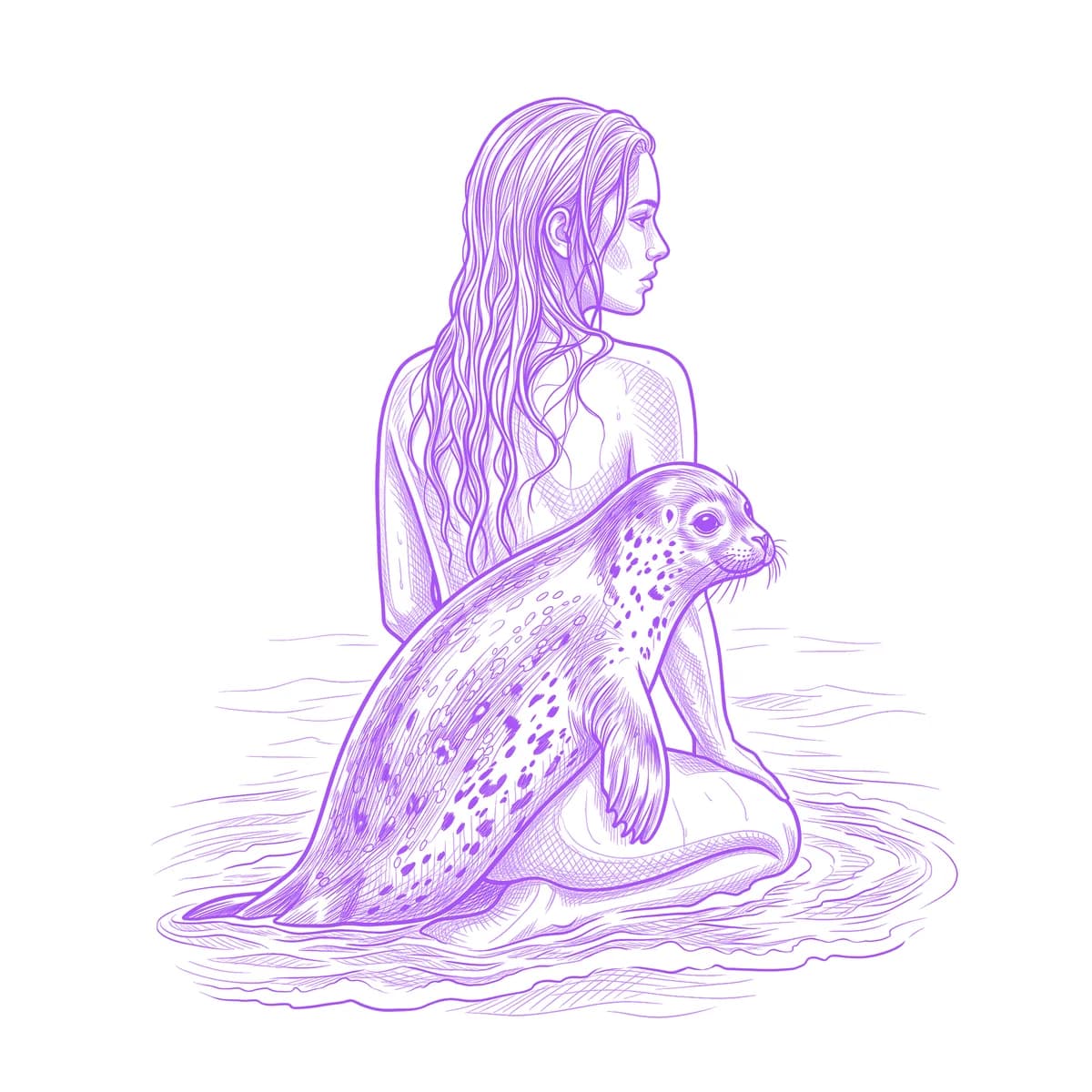 Selkie Tattoo Stencil