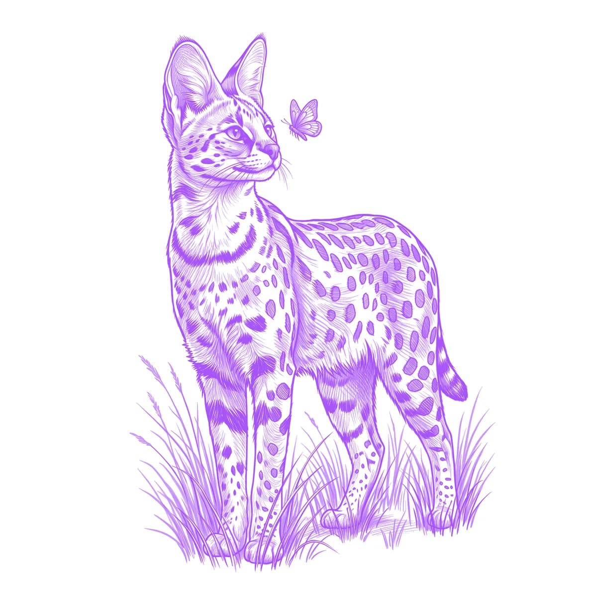 Serval Tattoo Stencil