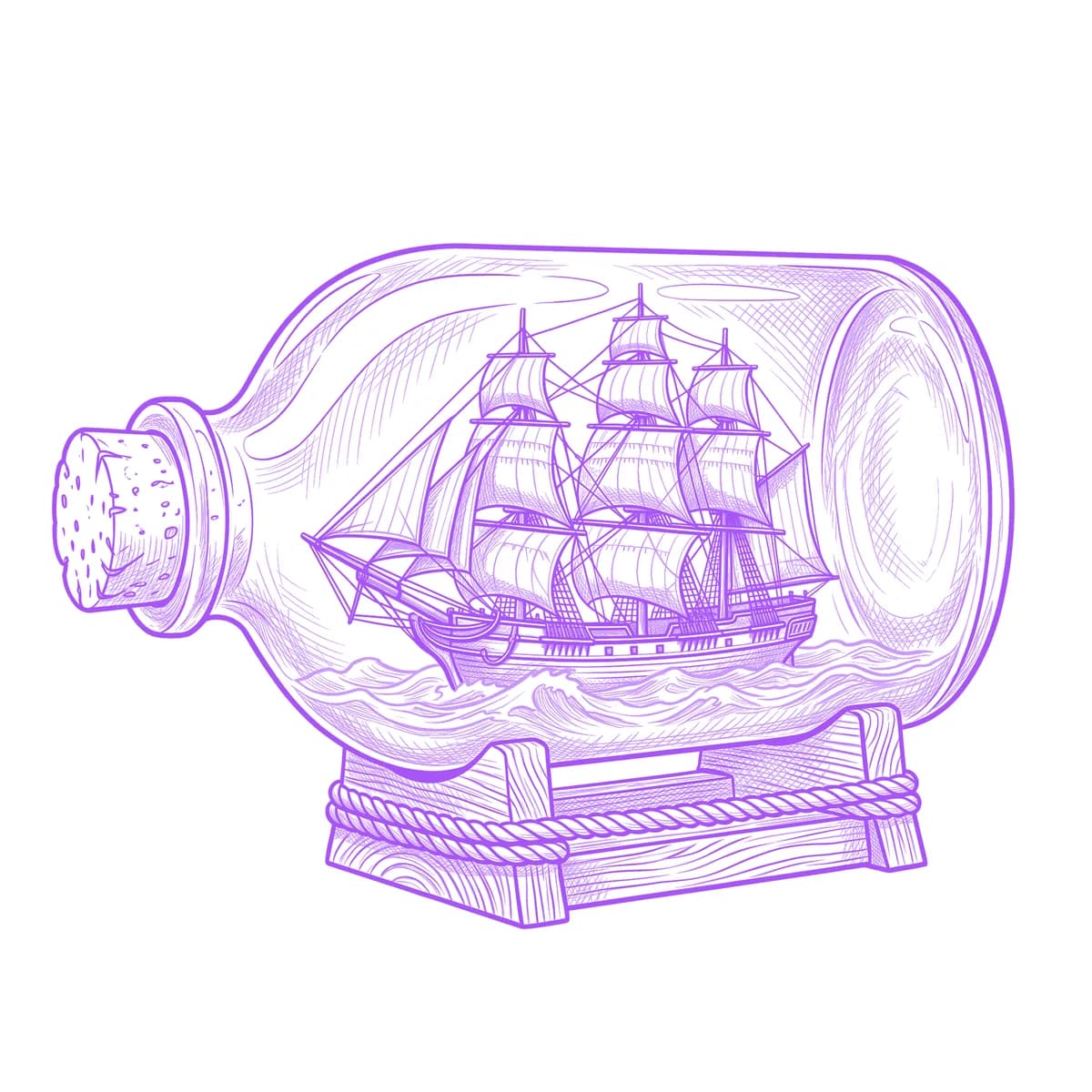 Ship in a Bottle Tattoo Stencil