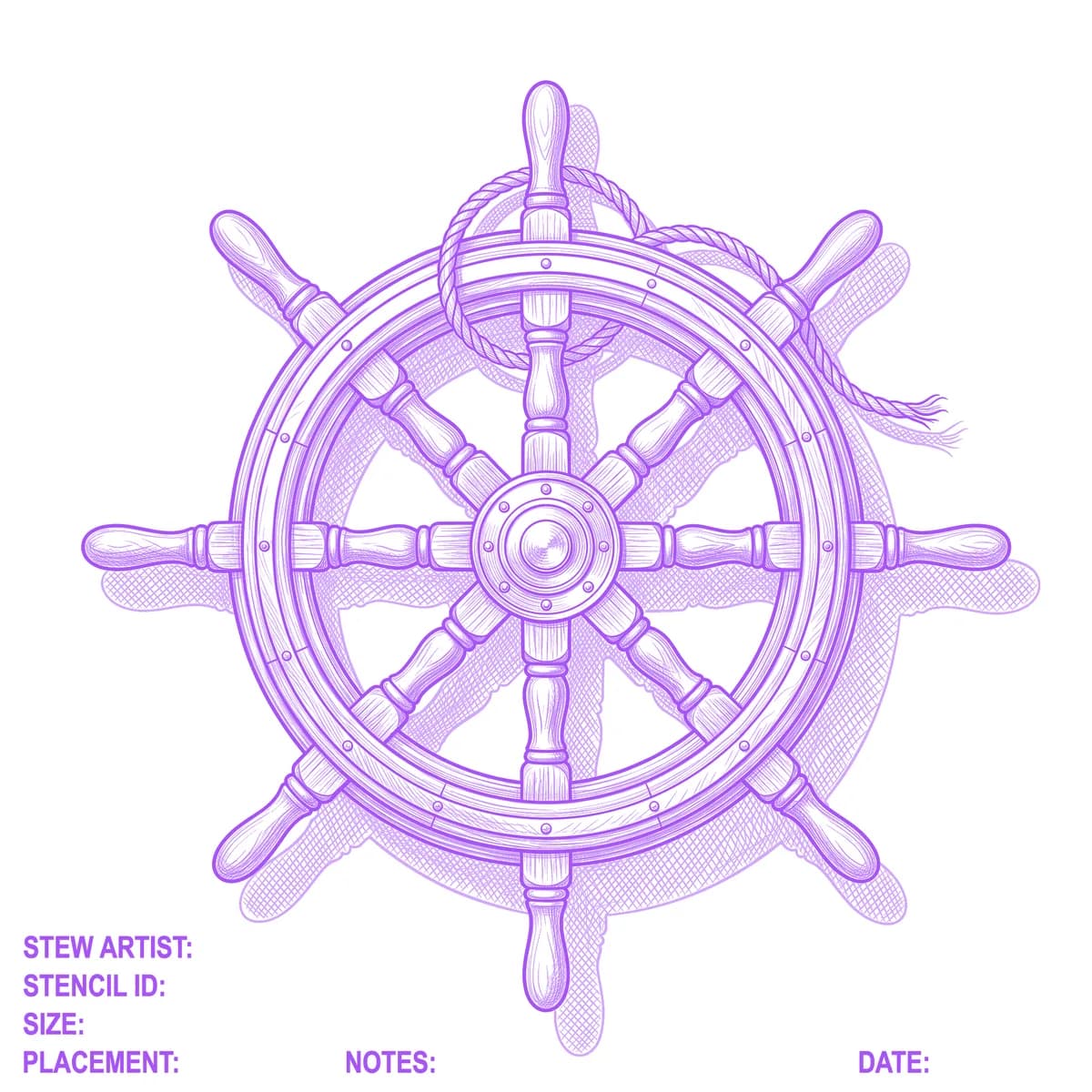 Ship Wheel Tattoo Stencil