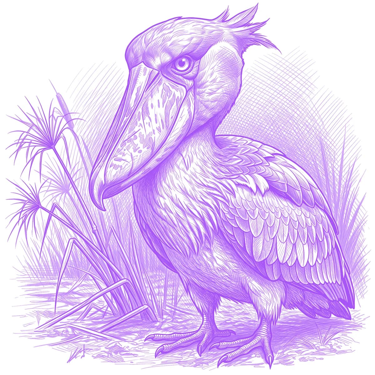 Shoebill Tattoo Stencil