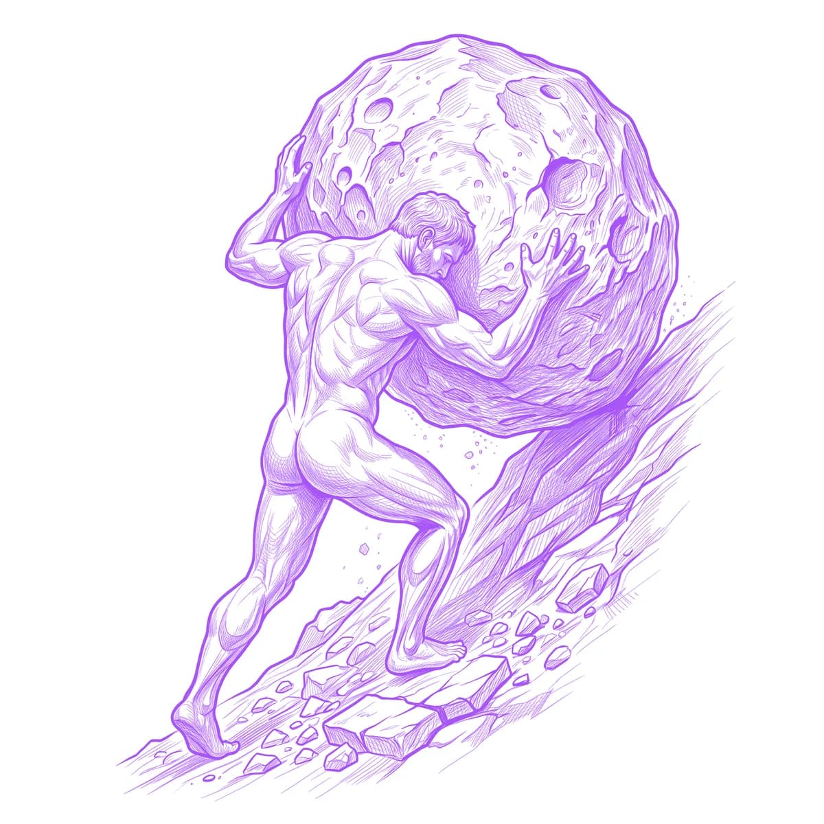 Sisyphus Tattoo Stencil