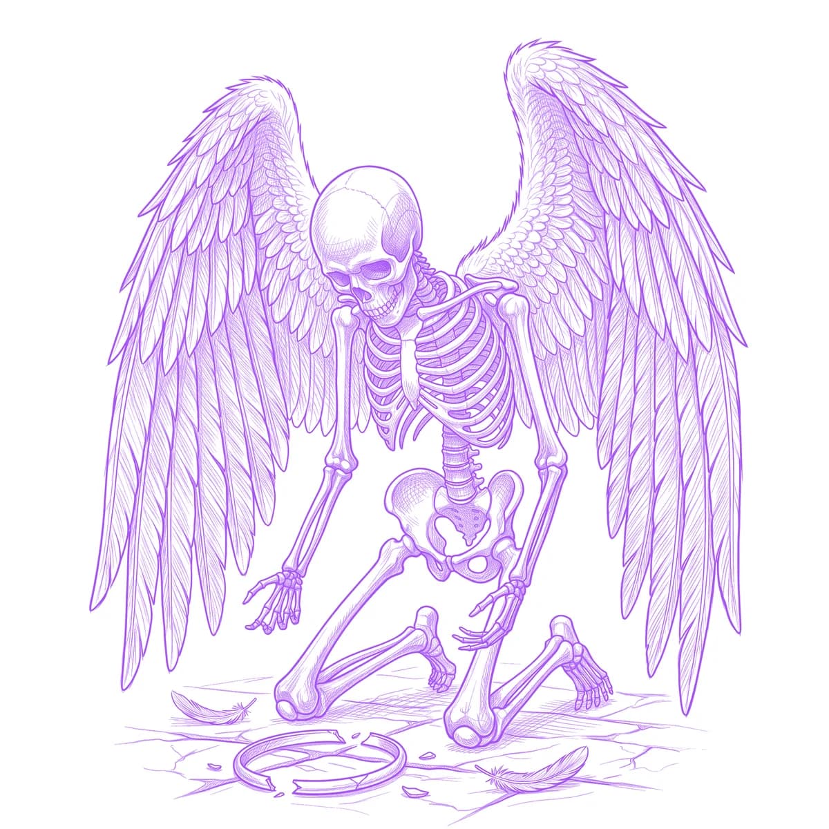 Skeleton Angel Tattoo Stencil