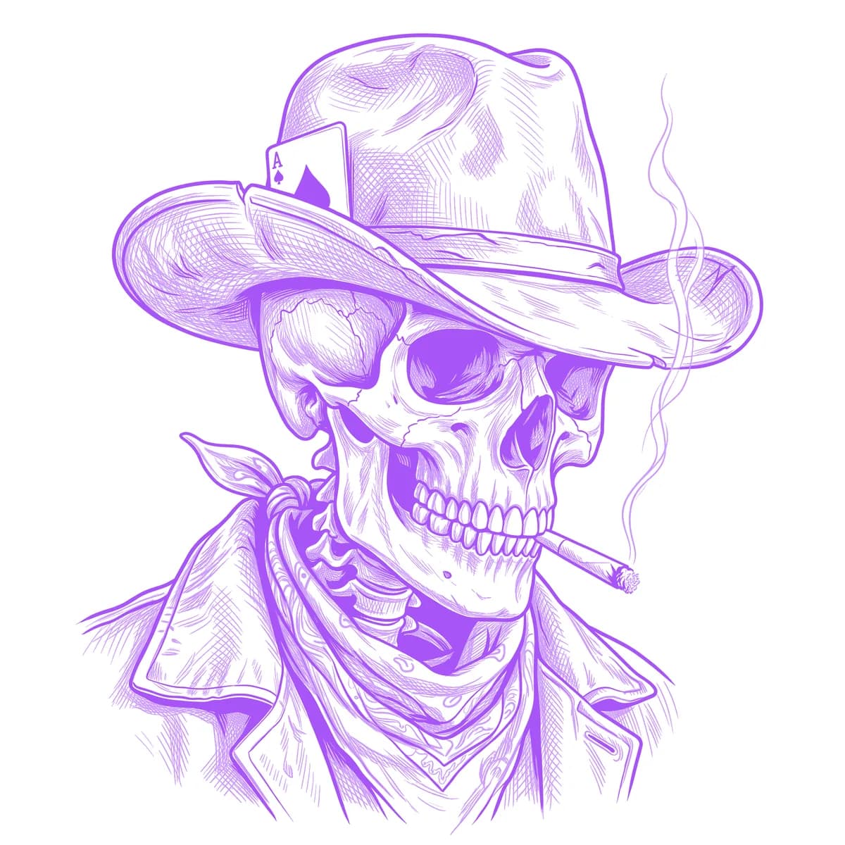 Skeleton Cowboy Tattoo Stencil