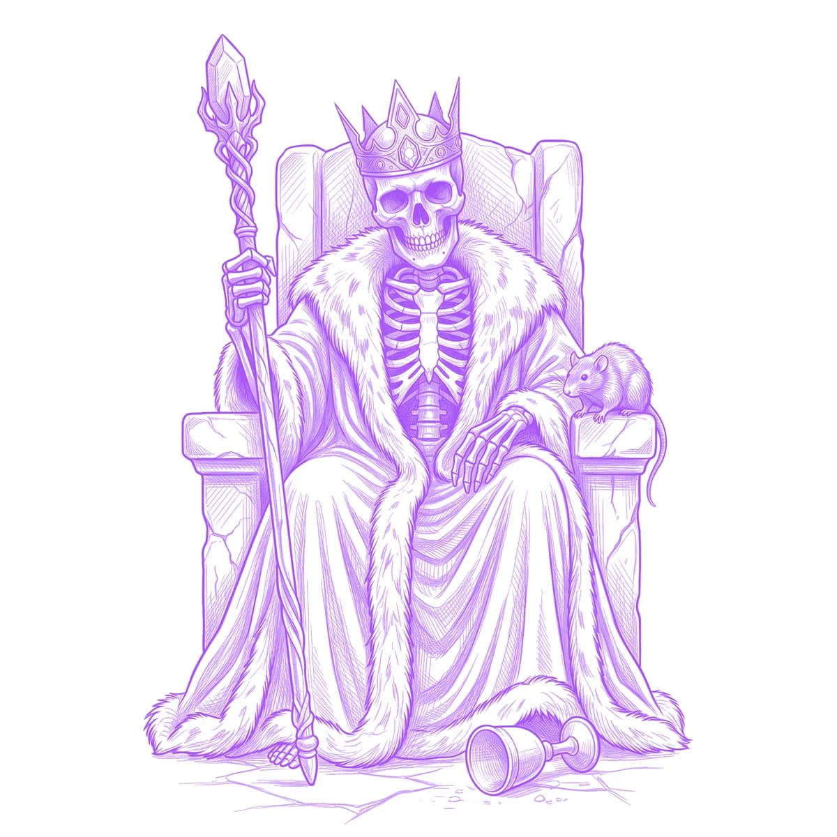 Skeleton King Tattoo Stencil