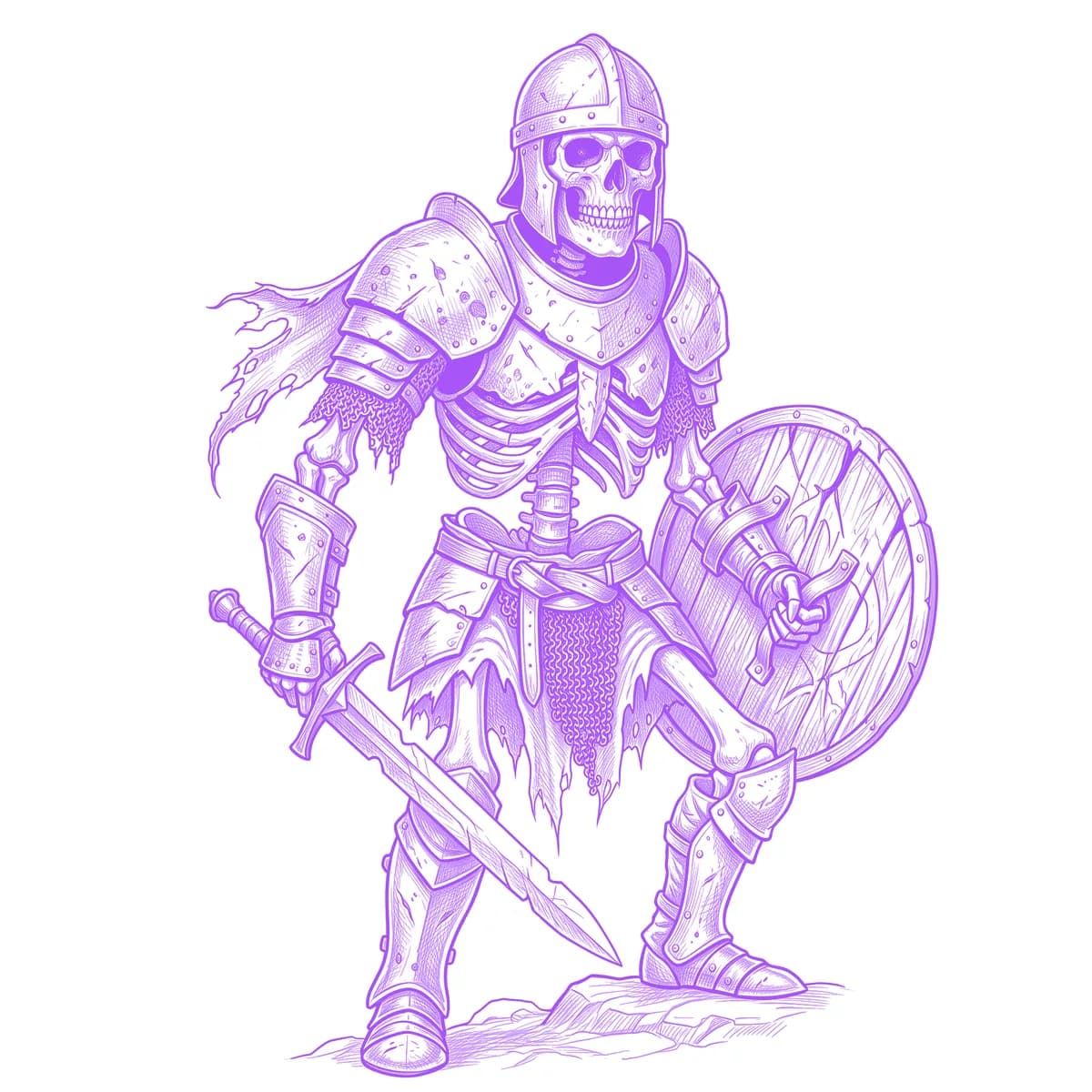 Skeleton Warrior Tattoo Stencil