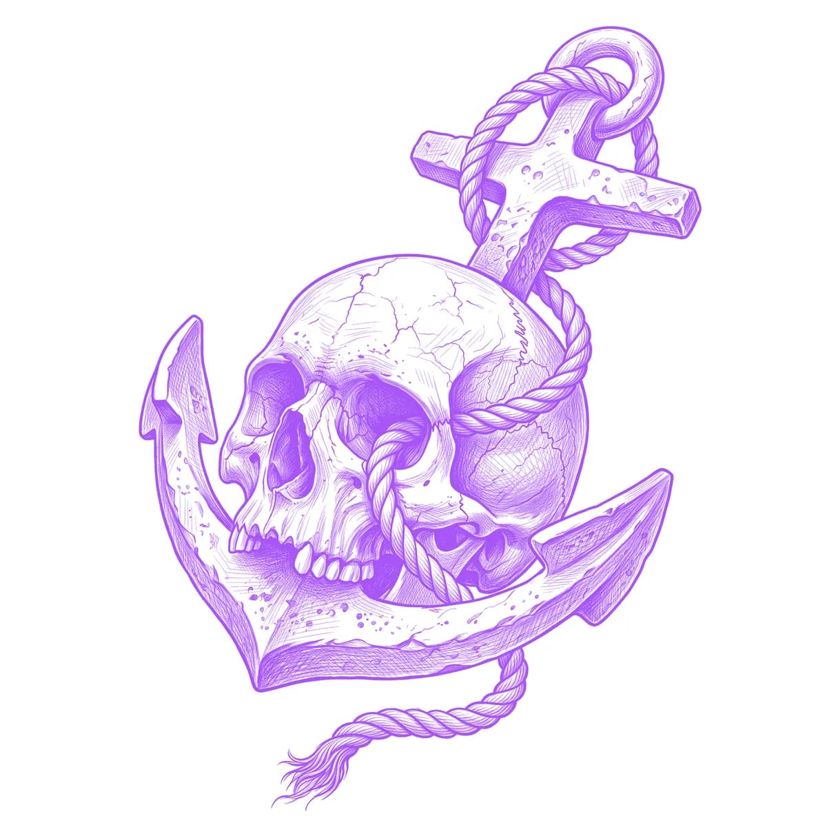 Skull and Anchor Tattoo Stencil