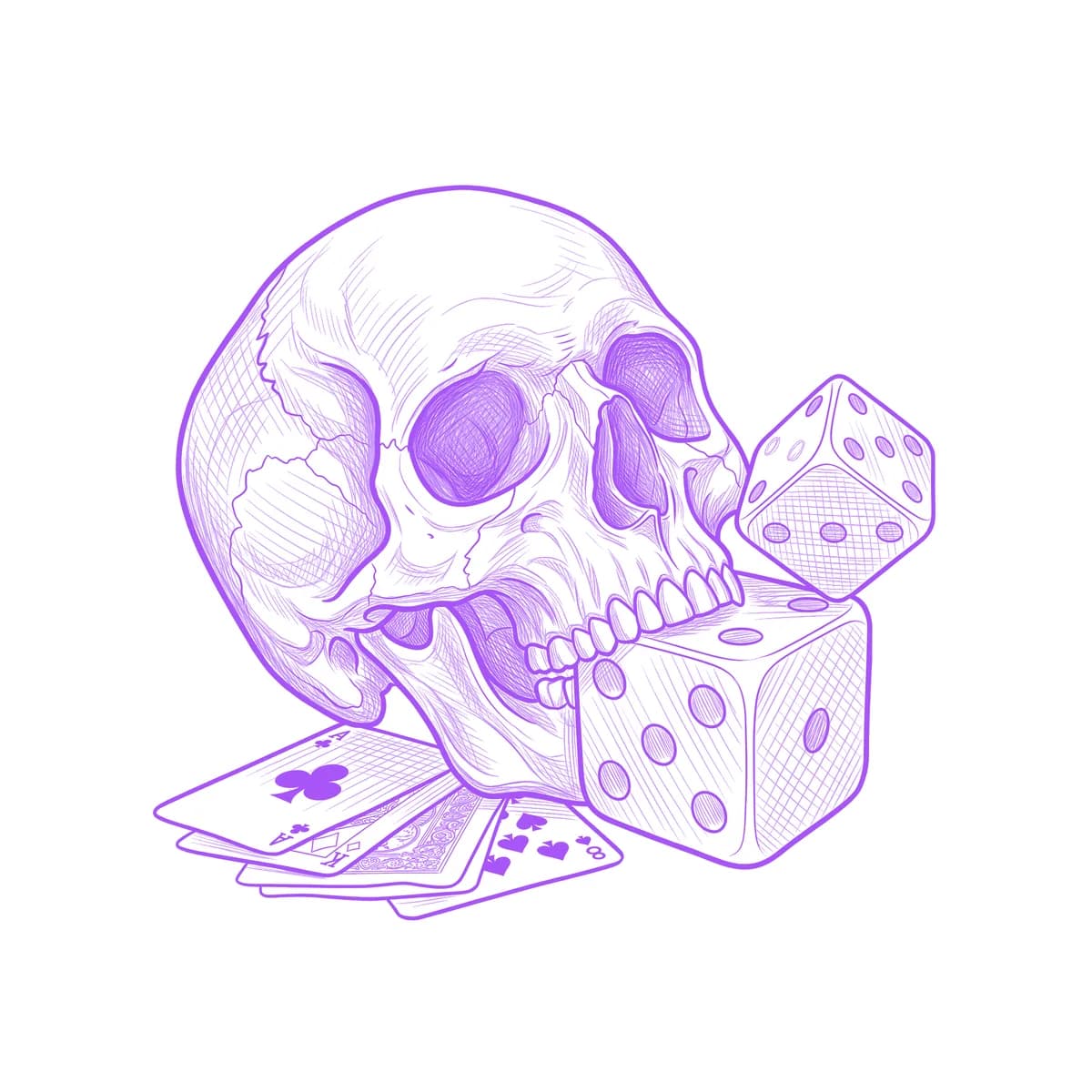 Skull and Dice Tattoo Stencil