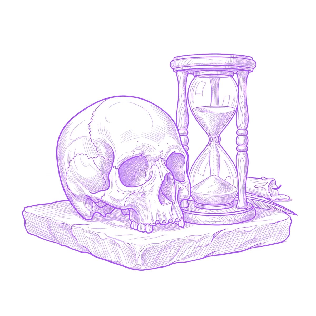 Skull and Hourglass Tattoo Stencil