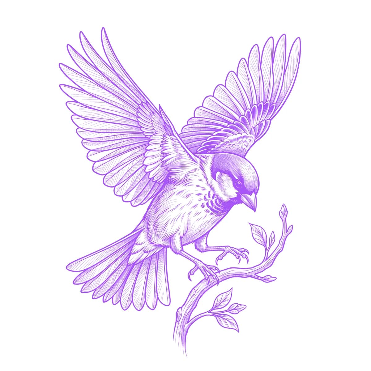 Sparrow Tattoo Stencil