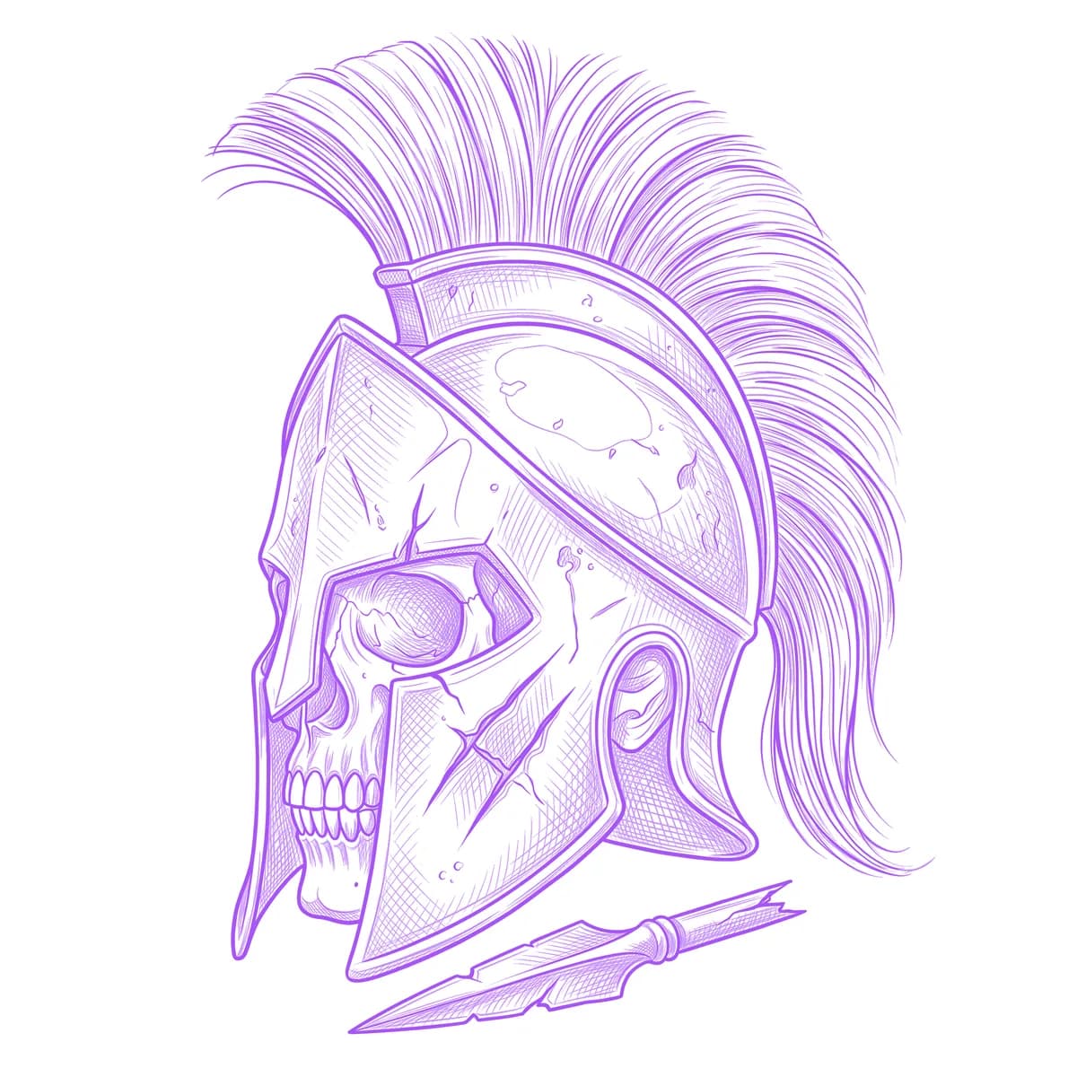 Spartan Skull Tattoo Stencil