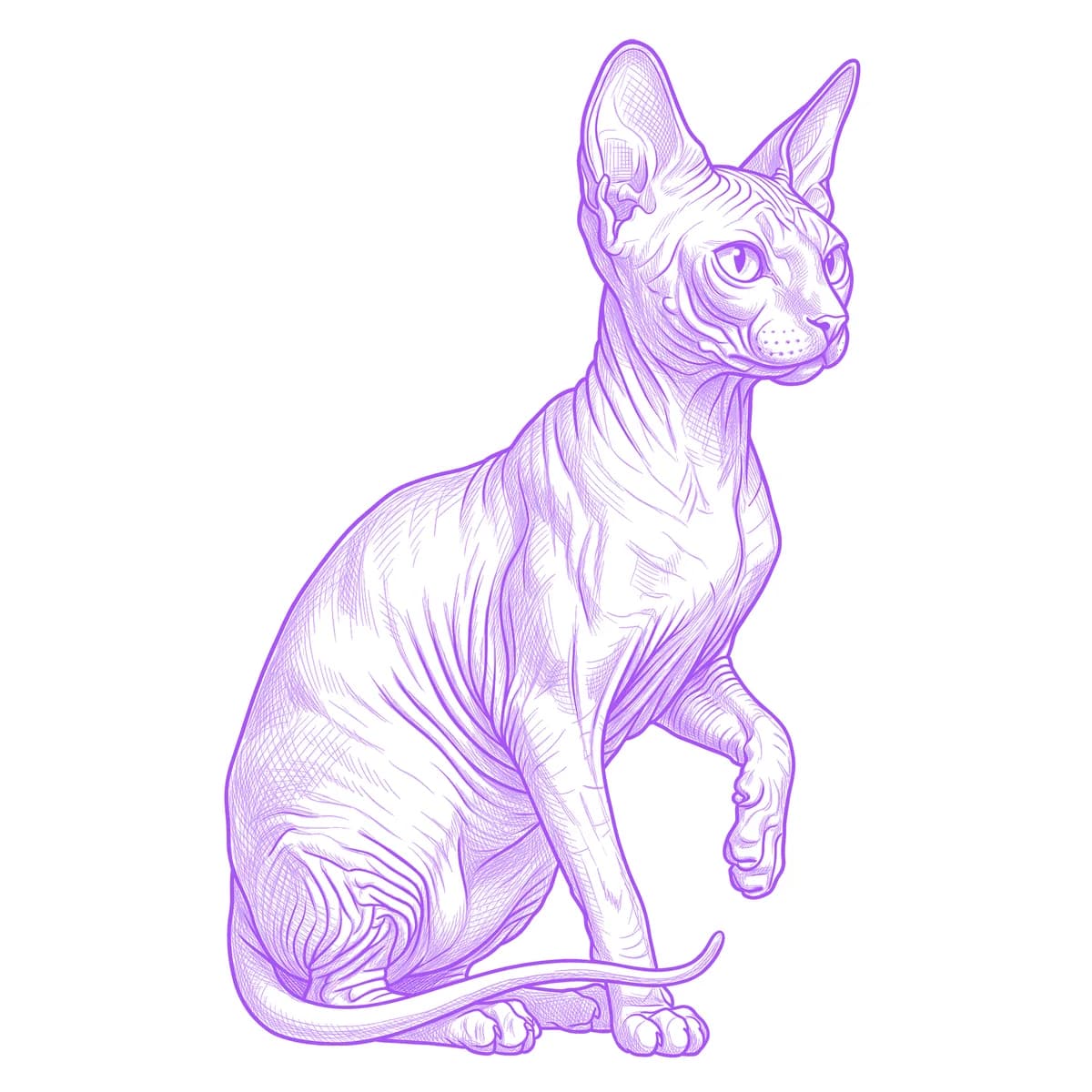Sphynx Cat Tattoo Stencil