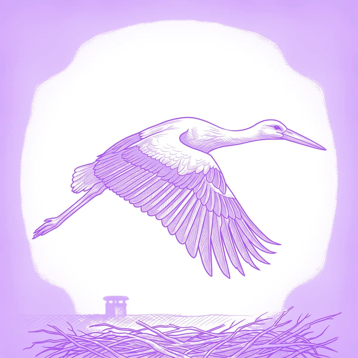 Stork Tattoo Stencil