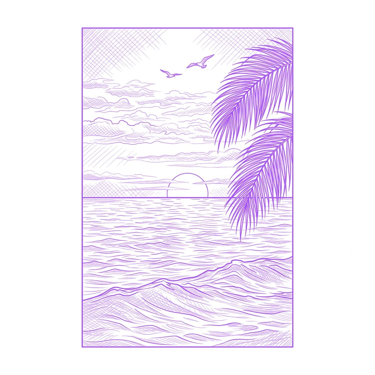 Sunset Tattoo Stencil