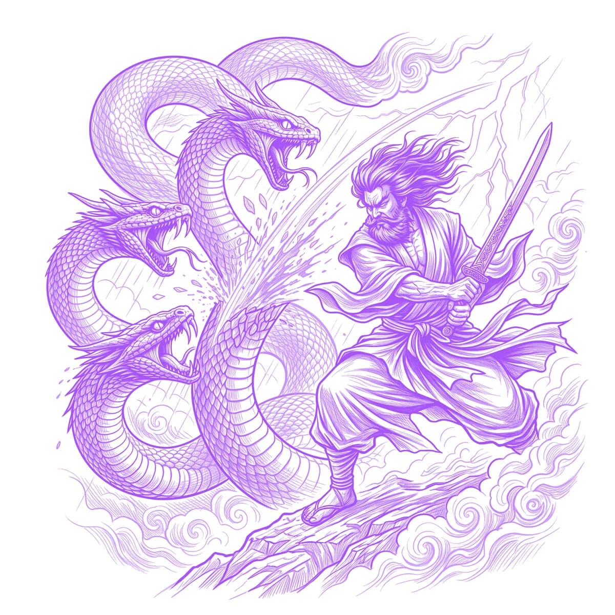 Susanoo Tattoo Stencil