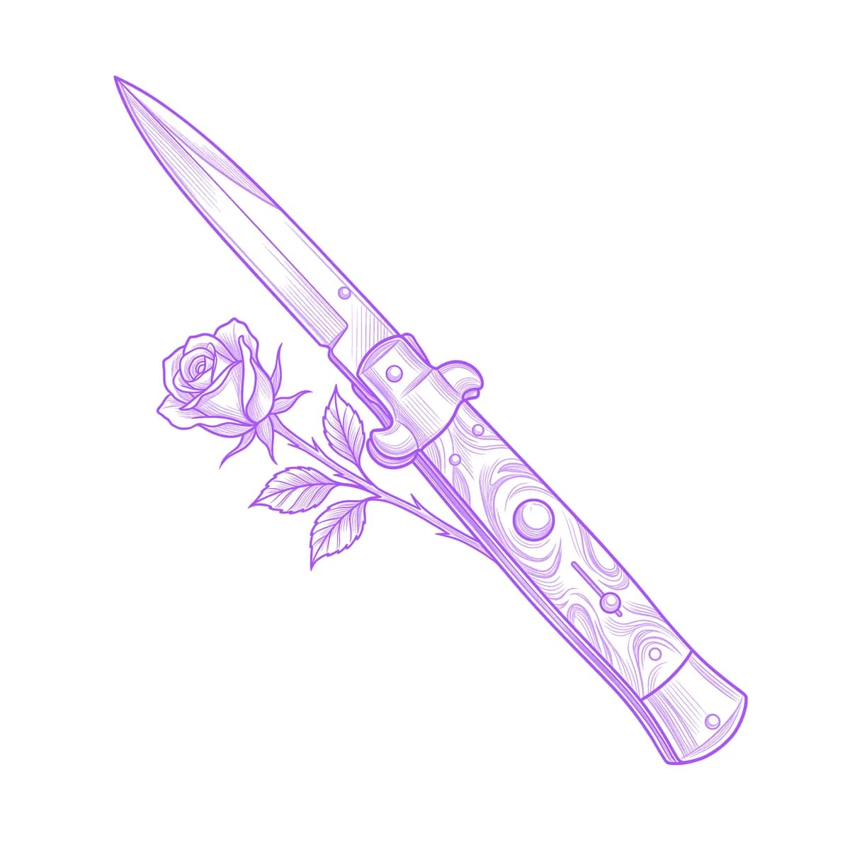 Switchblade Tattoo Stencil