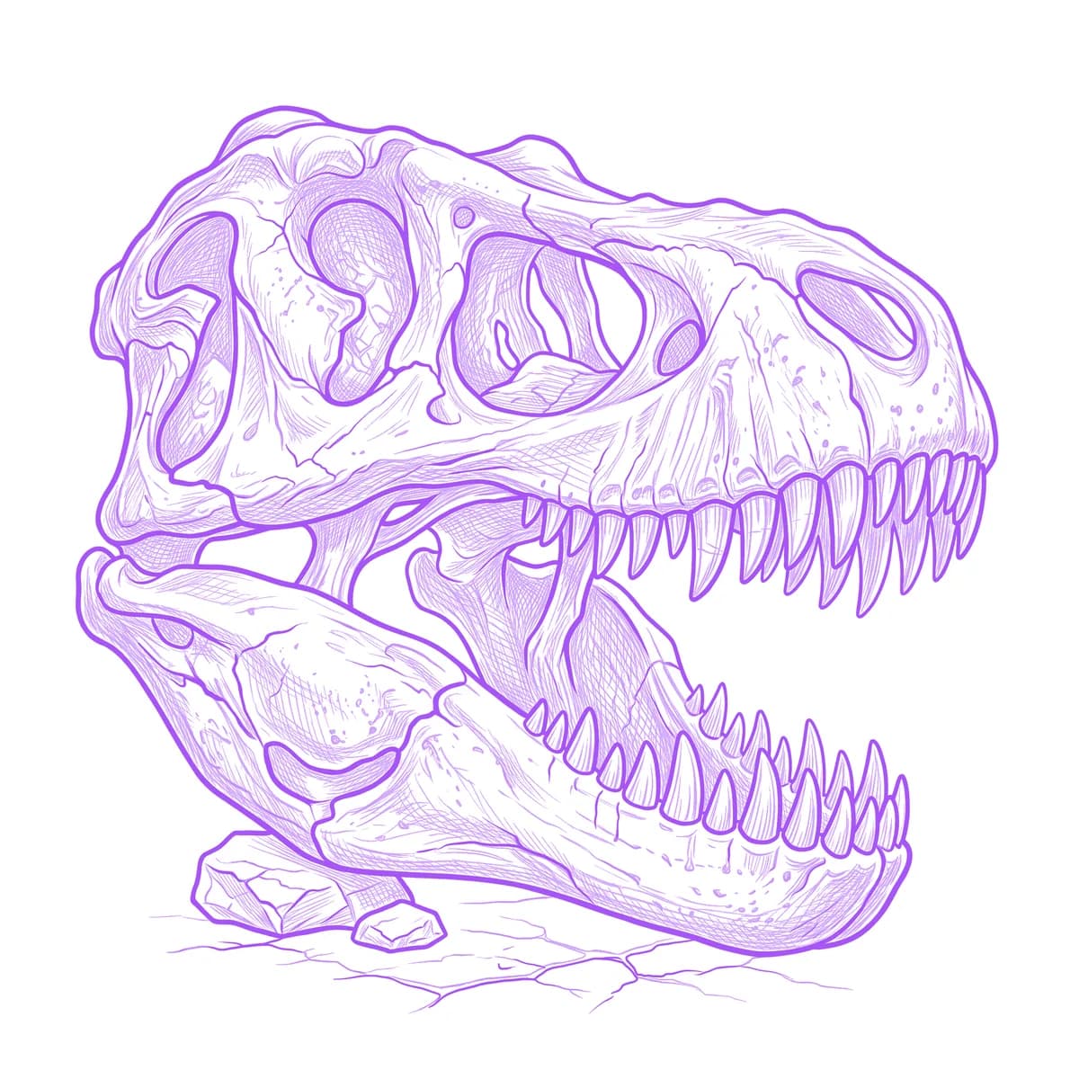T-Rex Skull Tattoo Stencil