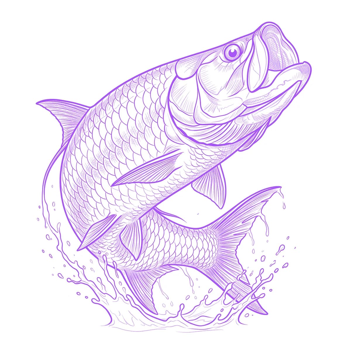 Tarpon Tattoo Stencil