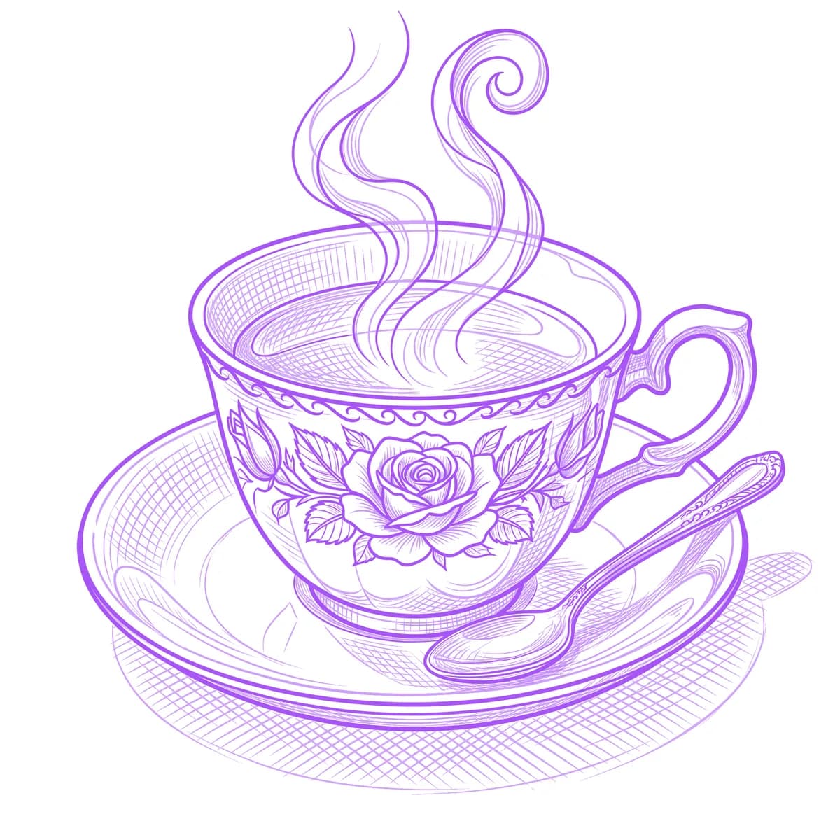 Teacup Tattoo Stencil