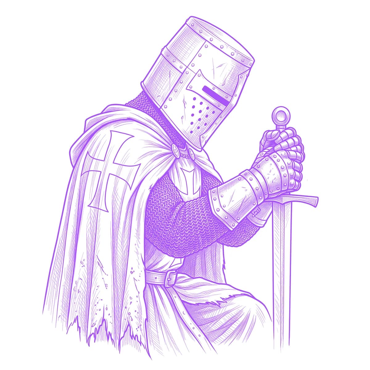 Templar Knight Tattoo Stencil