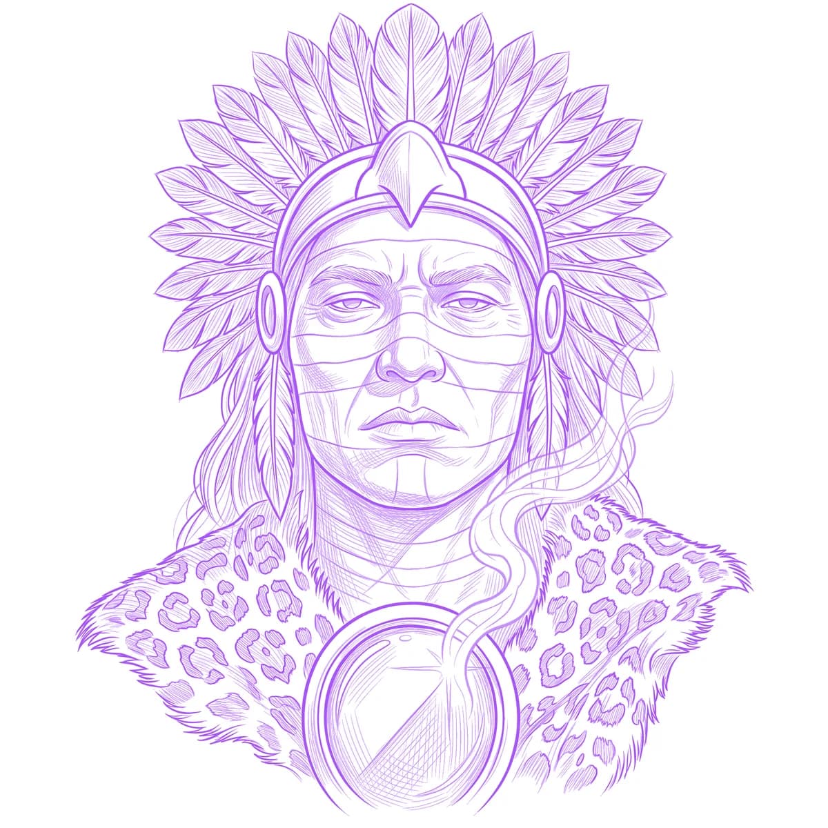 Tezcatlipoca Tattoo Stencil