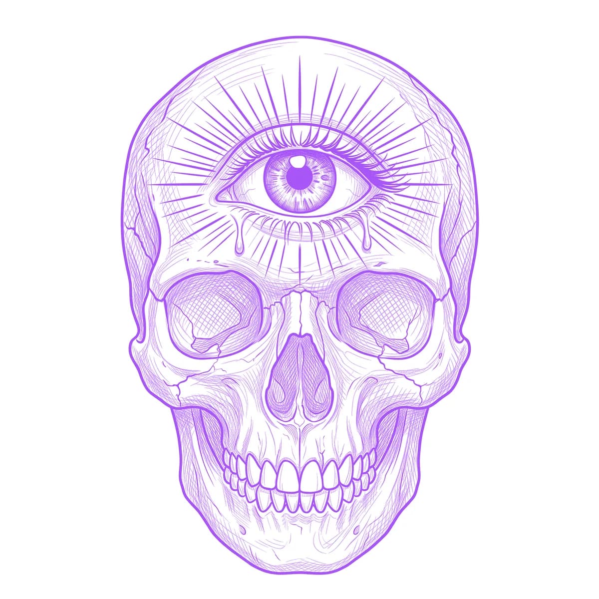 Third Eye Skull Tattoo Stencil