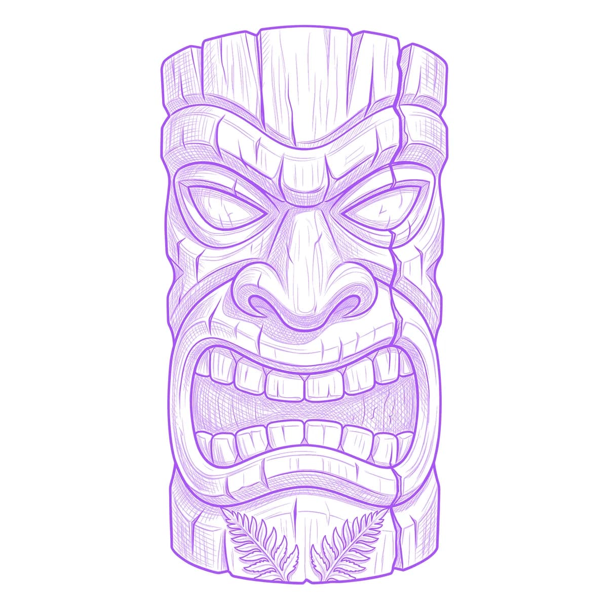 Tiki Mask Tattoo Stencil