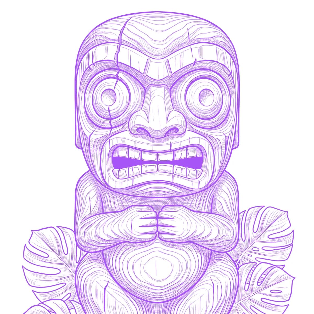 Tiki Tattoo Stencil