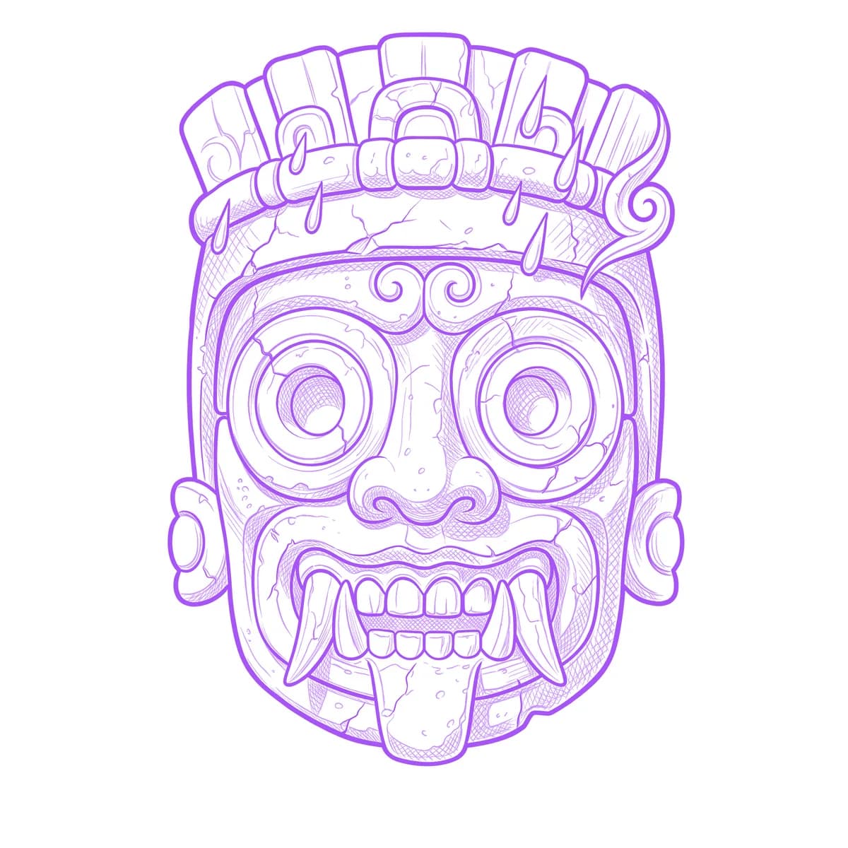 Tlaloc Tattoo Stencil