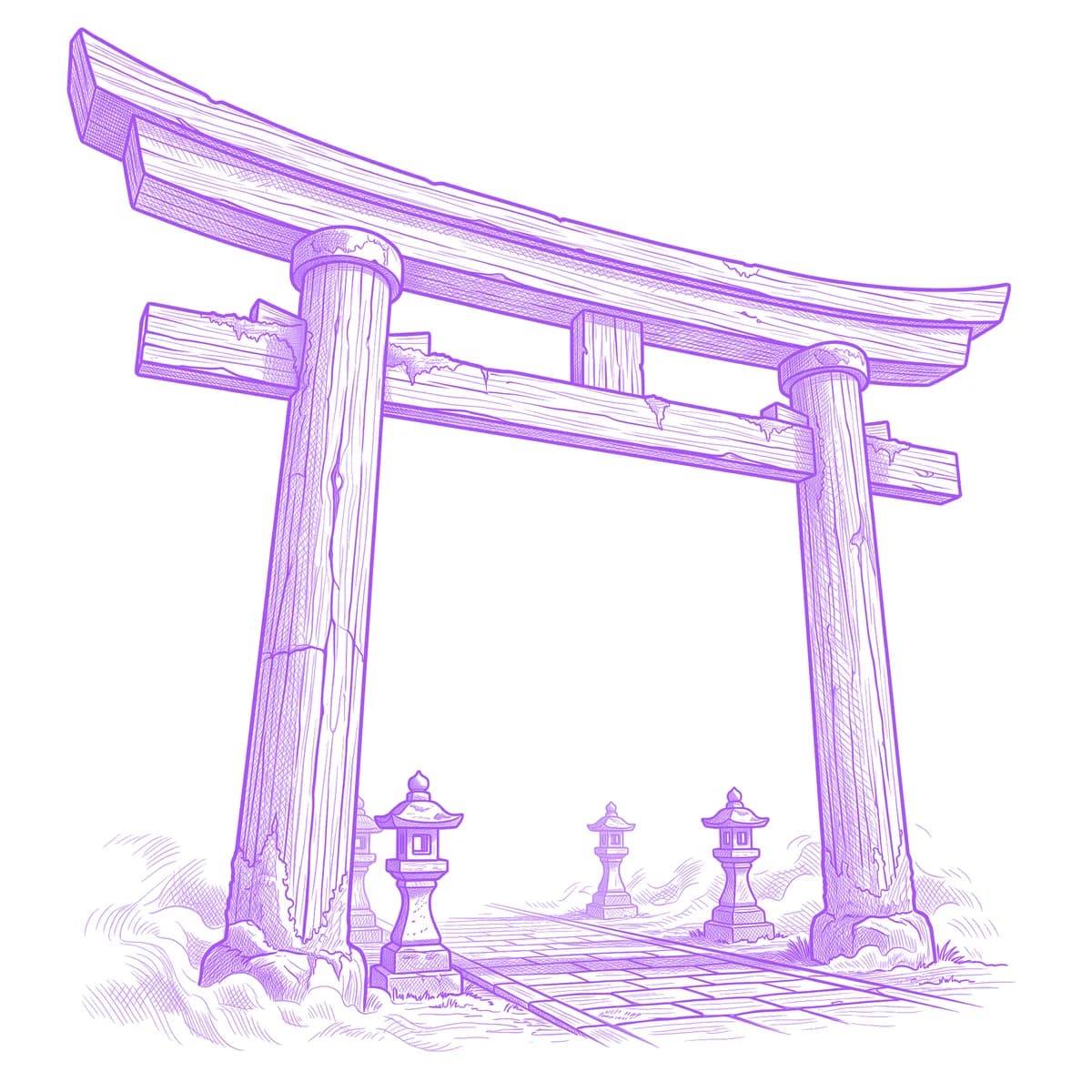 Torii Gate Tattoo Stencil