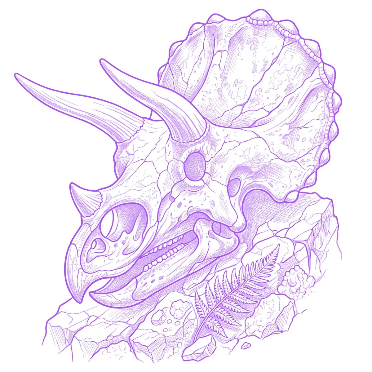 Triceratops Skull Tattoo Stencil