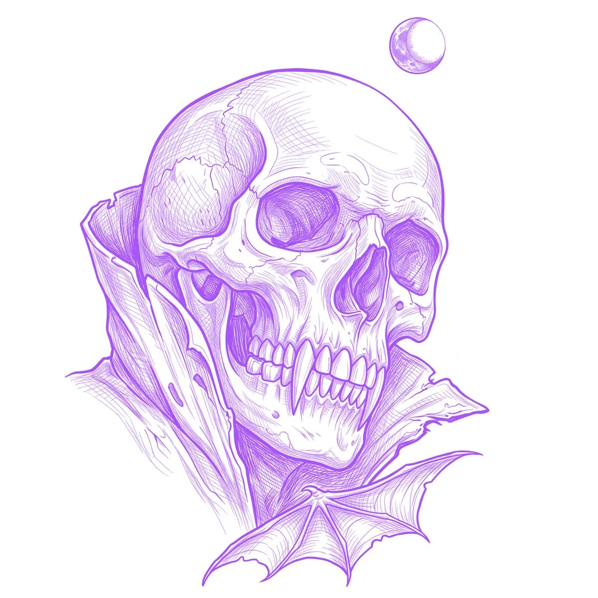Vampire Skull Tattoo Stencil