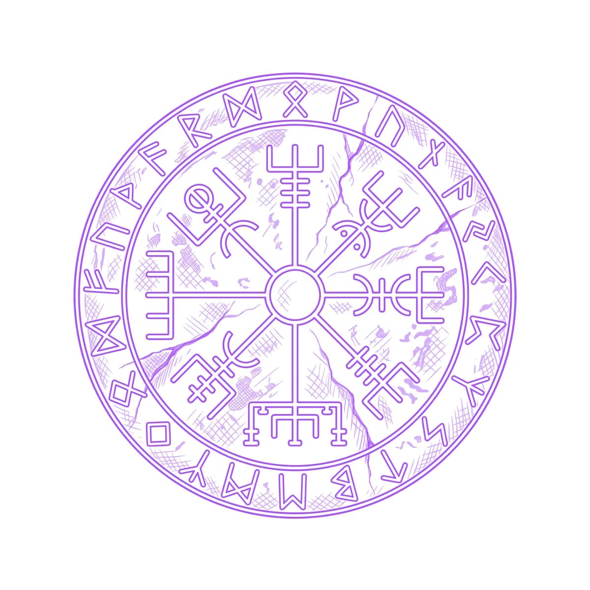 Vegvisir Tattoo Stencil
