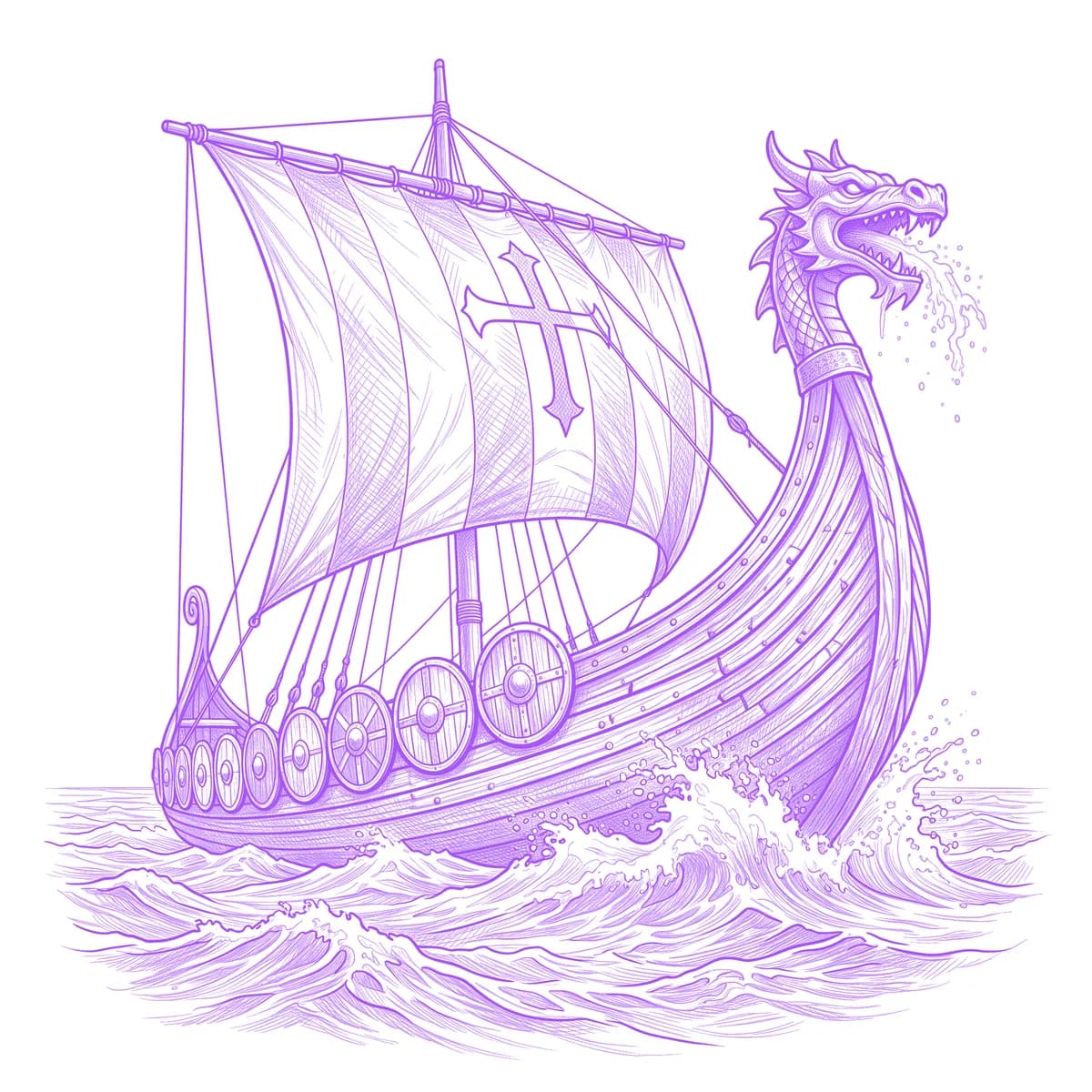 Viking Ship Tattoo Stencil