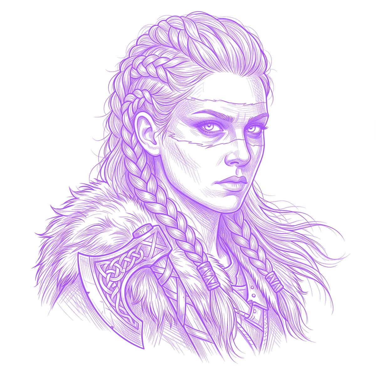 Viking Woman Tattoo Stencil