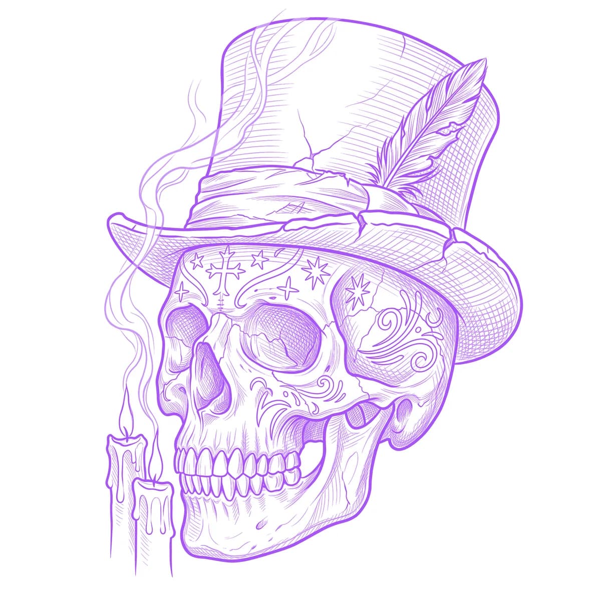 Voodoo Skull Tattoo Stencil