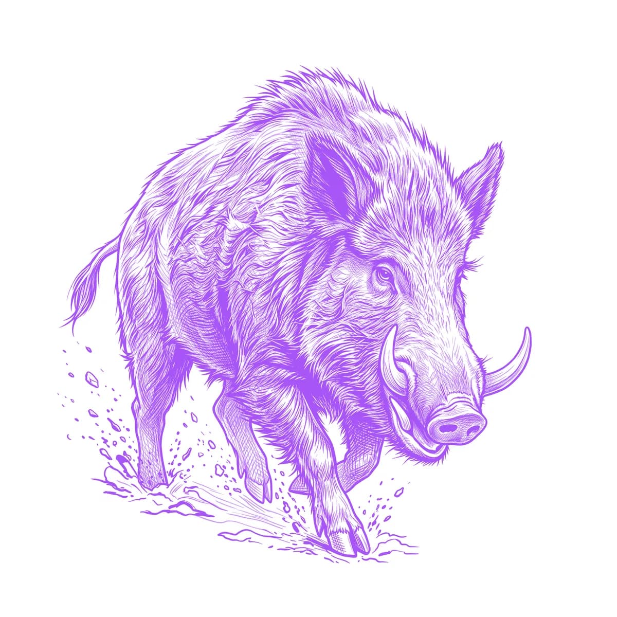 Wild Boar Tattoo Stencil