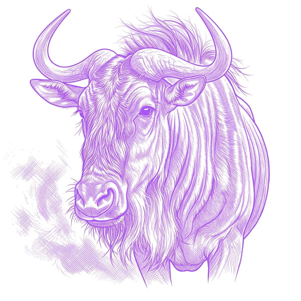 Wildebeest Tattoo Stencil