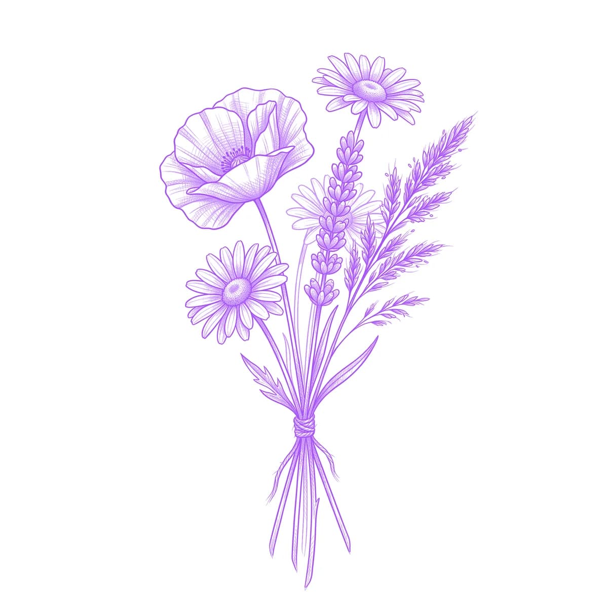 Wildflower Tattoo Stencil